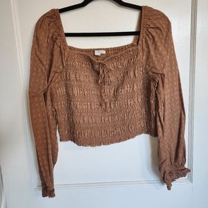 American Eagle Outfitters Ruched Long sleeve Crop Top Shirt XL